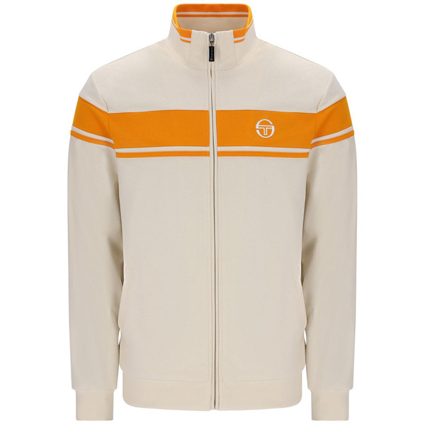 Sergio Tacchini Damarindo 80s Stripe Track Top in Sandshell and Orange