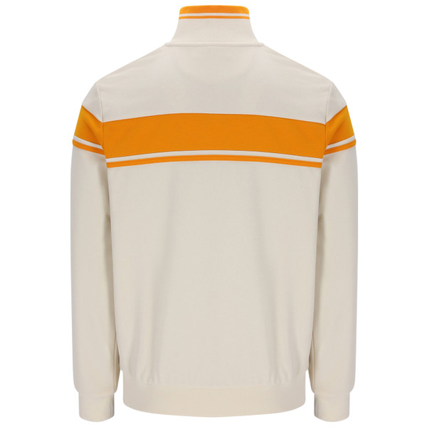 Back of Sergio Tacchini Damarindo 80s Stripe Track Top in Sandshell and Orange