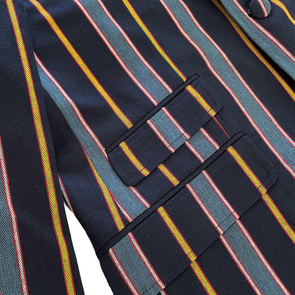 Ticket Pocket on the Gabicci Vintage Henley Men's 1960s Mod Stripe Three Button Boating Blazer in Navy