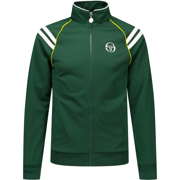 Sergio Tacchini Mens New Cortona 80s Raglan Sleeve Zip Track Top in Pine Needle Green