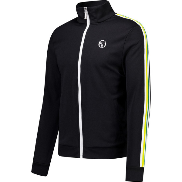 Sergio Tacchini Mens Franco Arm Stripe Zip Track Top Jacket in Black