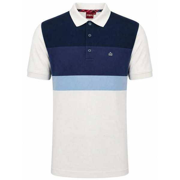 Merc Burnall Men's Mod Colour Block Polo Shirt in Vanilla