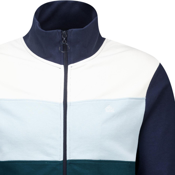 Merc Mens Cairns Retro 80s Colour Block Funnel Neck Ring Zipper Track Jacket in Navy