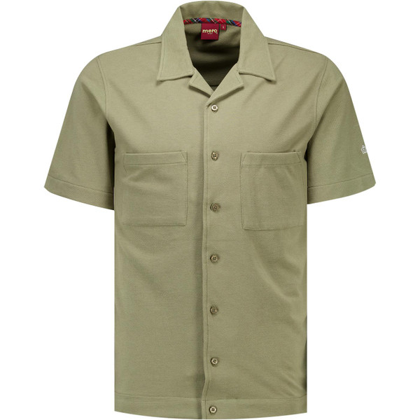 Merc Mens Hale Camp Pique Short Sleeve Riviera Shirt in Khaki Green