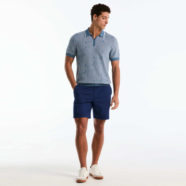 Original Penguin Geo Cable Quarter Zip Sweater Polo In Bright White - Model Full Length Shot
