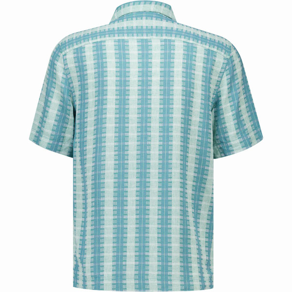 Original Penguin Mens Vertical Pattern Short Sleeve Linen Blend Shirt in Copen Blue