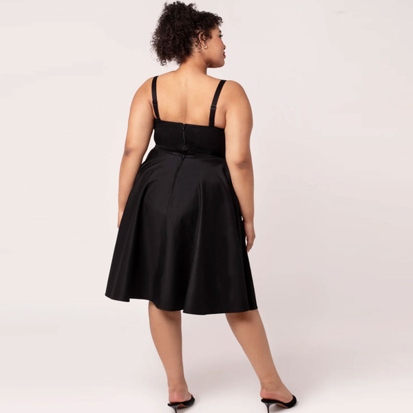 Back of Hell Buunny Gracie Retro 50s Flared Midi Dress in Black