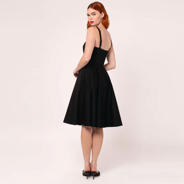 Back of Hell Buunny Gracie Retro 50s Flared Midi Dress in Black