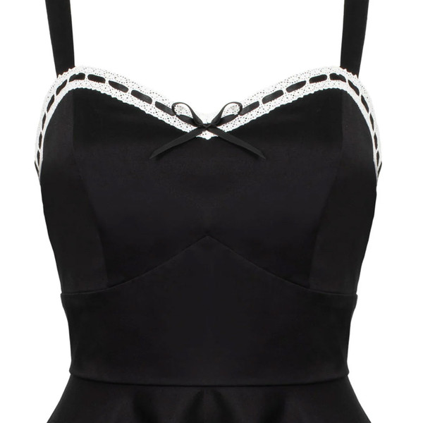 Lace trim and sweetheart neckline on Hell Buunny Gracie Retro 50s Flared Midi Dress in Black