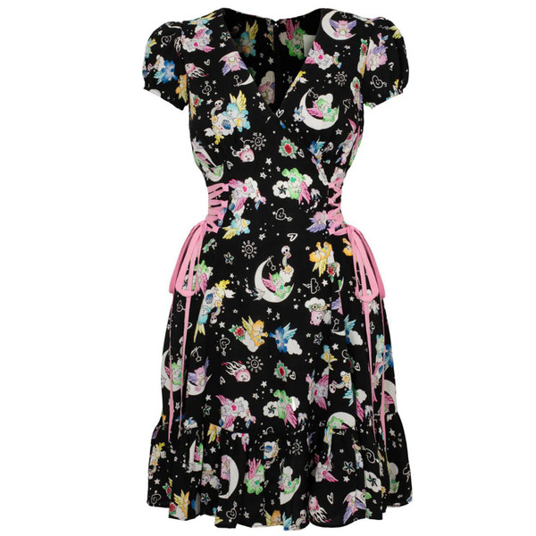 Hell Bunny x Care Bears Roxi Retro Mini Skater Dress in Black