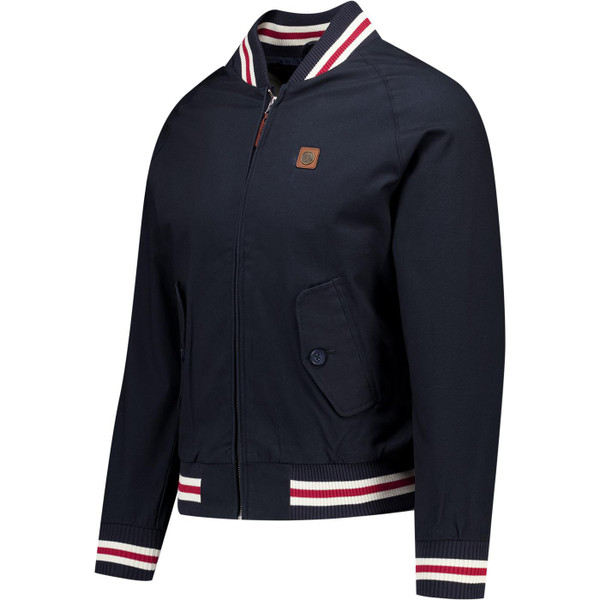 Trojan Records Clothing Mens Classic Tipped 60s Mod Zip Monkey Jacket in Navy