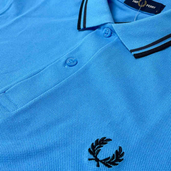 Fred Perry M3600 Twin Tipped Men's Polo Shirt in Soft Blue M3600 W93