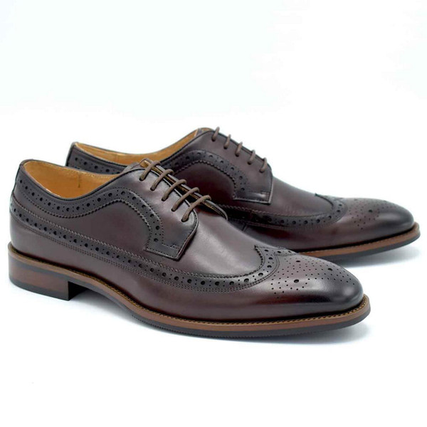 Paolo Vandini Prestbury Men's Leather Longwing Brogues in Dark Brown - Both Shoes Together