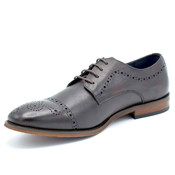 Paolo Vandini Templeton Men's Retro Leather Brogues in Coffee Brown - Lateral Side View
