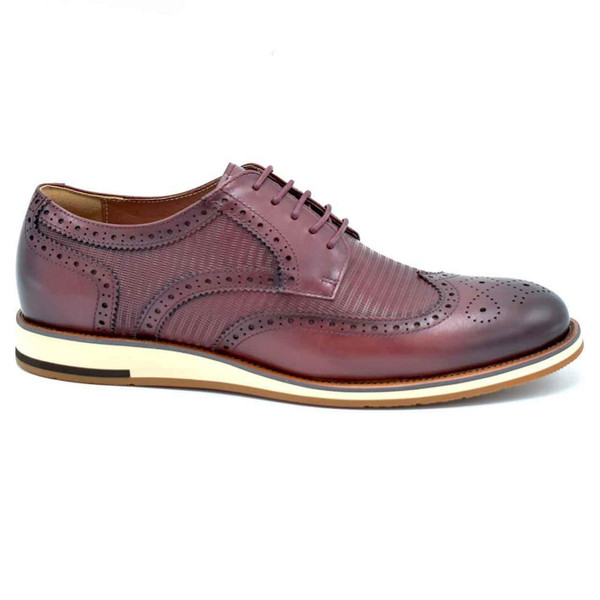 Paolo Vandini Tilston Men's Retro Casual Brogues in Bordeaux - Side View