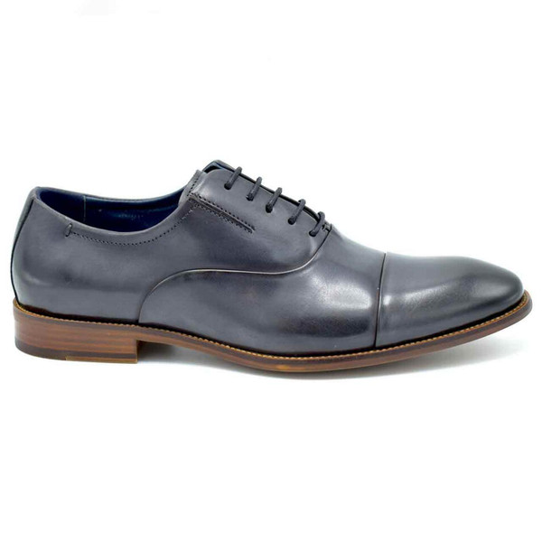 Paolo Vandini Turret Men's Mod Toe Cap Oxford Shoes in Dark Grey Leather - Side View