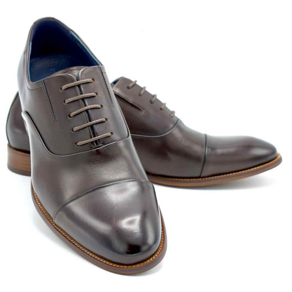 Paolo Vandini Turret Men's Smart Retro Toe Cap Oxford Shoes in Coffee Brown Leather - Above View