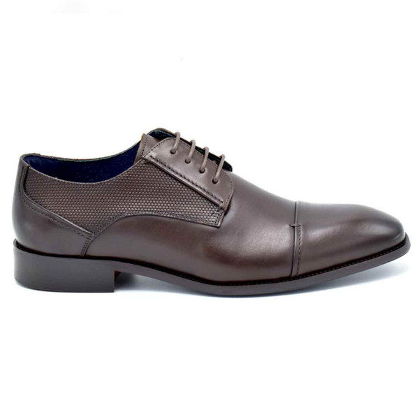 Paolo Vandini Tuxford Men's Mod Smart Dress Derby Toe Cap Shoes in Coffee - Side View