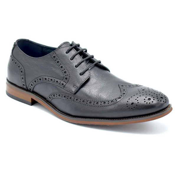 Paolo Vandini Tyning Men's Leather Wingtip Brogues in Black