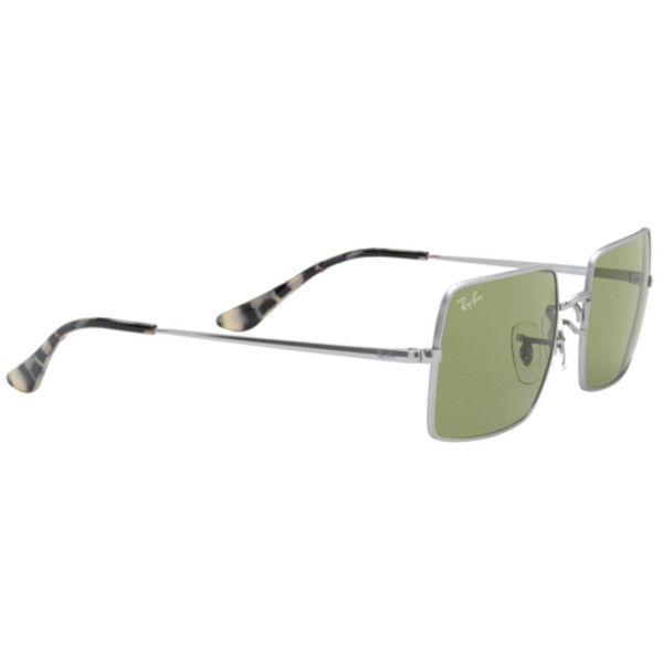 Ray-Ban RB1969 Retro 60s Mod Rectangle Sunglasses in Silver/Bottle Green