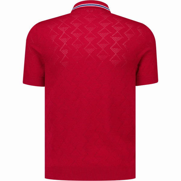Original Penguin Mens Geometric Eyelet Sweater Polo T-shirt in Red