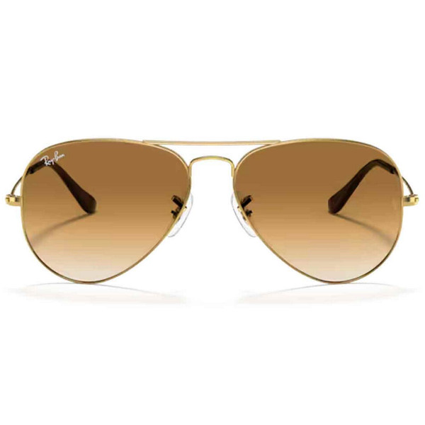 Ray-Ban Aviator Large Metal Frame Sunglasses in Arista Gold and Light Brown - Front View