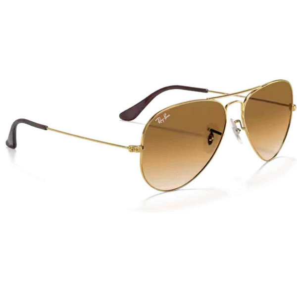 Ray-Ban Aviator Large Metal Frame Sunglasses in Arista Gold and Light Brown - Front Angled View