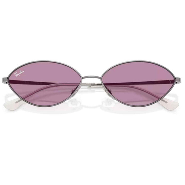 Ray-Ban Kai Retro Oval-Round Frame Sunglasses in Gunmetal and Dark Violet - Folded View