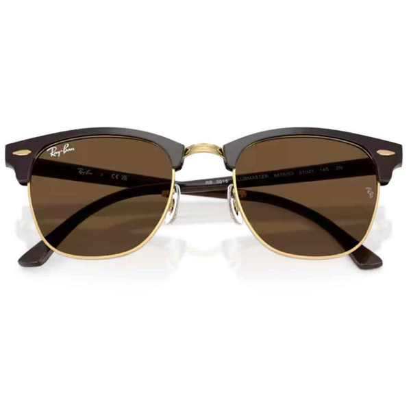 Ray-Ban Clubmaster Retro 60s Icons Sunglasses in Brown and Gold - Folded View