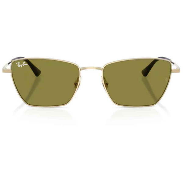 Ray-Ban RB3783 Retro 70s Hexagonal Square Frame Sunglasses in Pale Gold with Green Lens - Front View