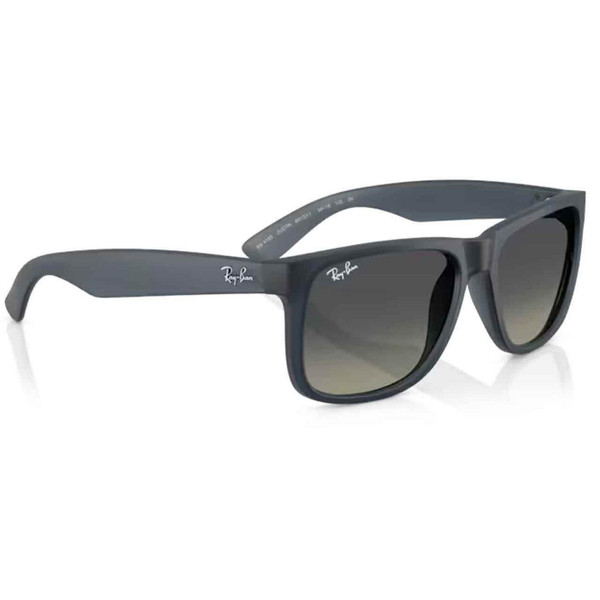 Ray-Ban Justin Retro 80s Wayfarer Sunglasses in Rubber Blue and Grey - Front Angled View
