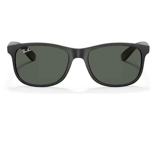 Ray-Ban Andy Retro 80s Wayfarer Round Sunglasses in Matte Black and Dark Green - Front View
