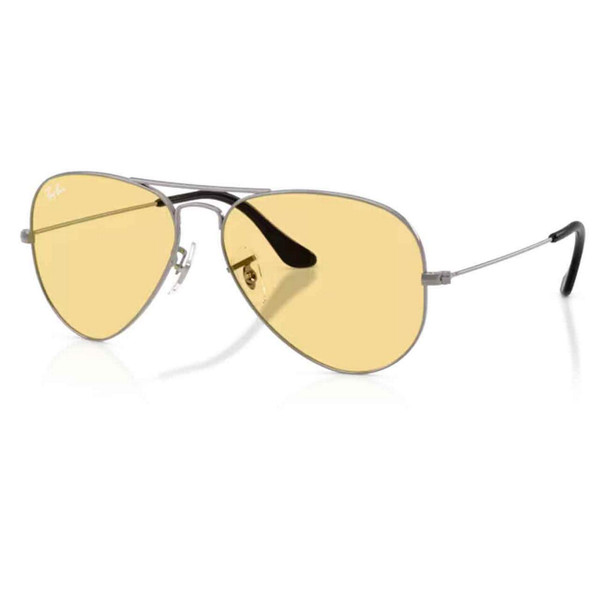 Ray-Ban Aviator Large Metal Sunglasses in Gunmetal with Yellow Lens