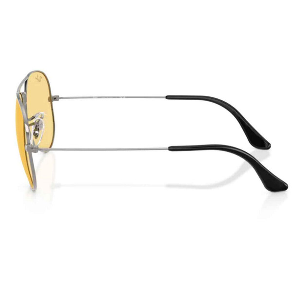 Ray-Ban Aviator Large Metal Sunglasses in Gunmetal with Yellow Lens - Side View