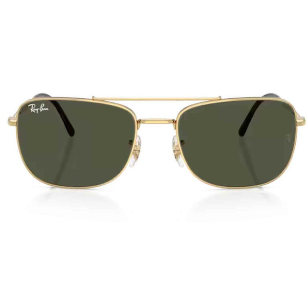 Ray-Ban RB3755 Retro 70s Aviator Sunglasses in Arista Gold and Green - Front View
