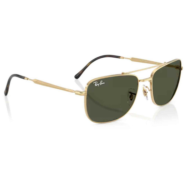 Ray-Ban RB3755 Retro 70s Aviator Sunglasses in Arista Gold and Green - Front Angled View