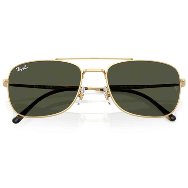 Ray-Ban RB3755 Retro 70s Aviator Sunglasses in Arista Gold and Green - Folded View