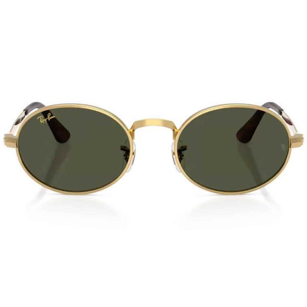 Ray-Ban ASAP Rocky Retro Oval Round Metal Frame Sunglasses in Arista Gold and Green - Front View
