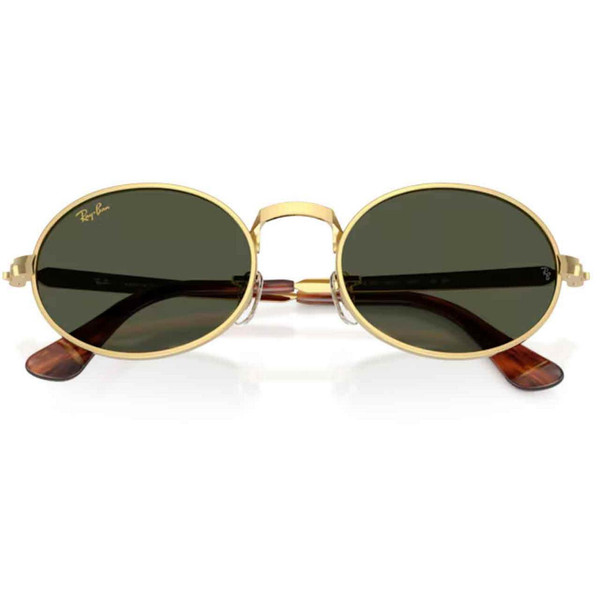 Ray-Ban ASAP Rocky Retro Oval Round Metal Frame Sunglasses in Arista Gold and Green - Folded View