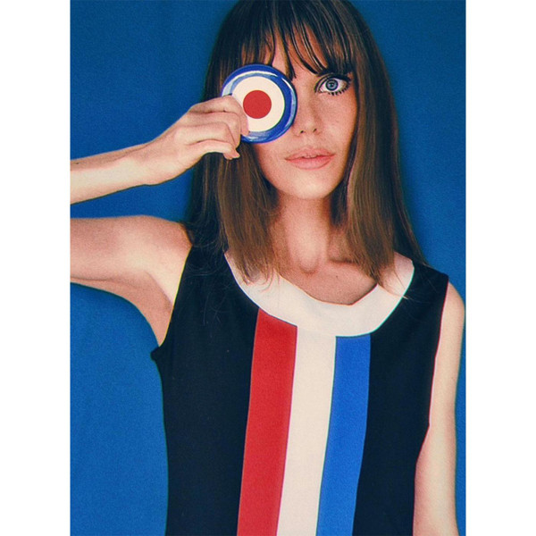 Madcap England Polly 1960s Mod Stripe Front Mini Dress in Navy