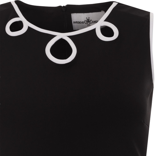 madcap england womens lazy daisy two tone contrast trim mod dress black white