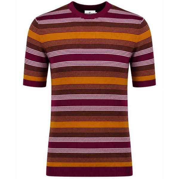 Madcap England Capitol Stripe Retro Knitted T-shirt in Zinfandel - Main View