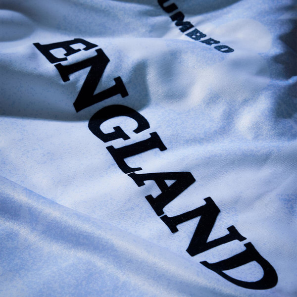 Umbro Tournament 2026 England Short Sleeve Football Jersey in White - Country Name Close Up
