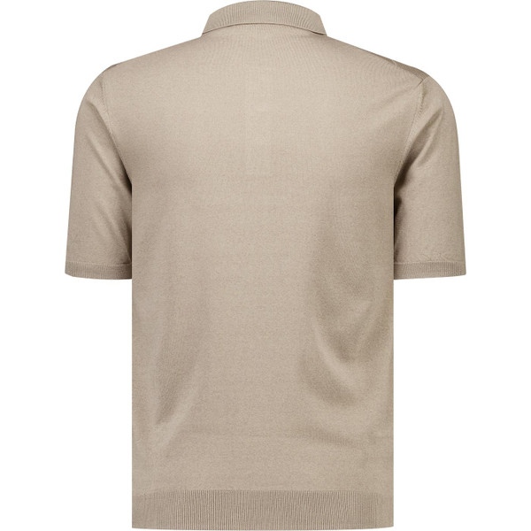 French Connection Mens Diamond Pattern Fine Knit Polo TShirt Timber Wolf