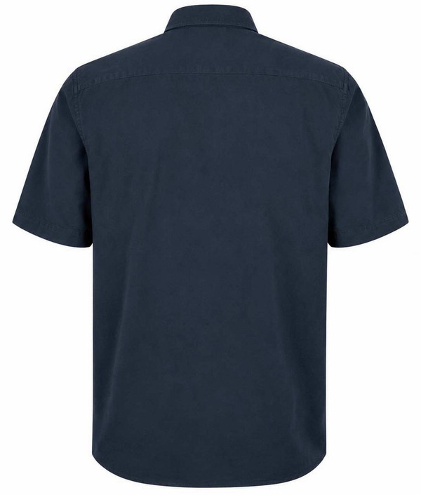 Back of the Fred Perry Men's Short Sleeve Button Down Oxford Shirt in Dark Airforce