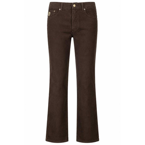 Front of the Lois Dario Bootcut Retro 70s Corduroy Trousers in Delicioso