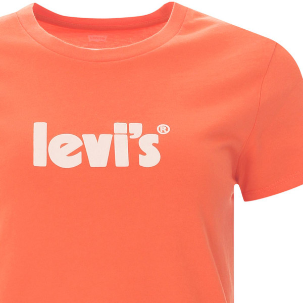 levis womens the perfect poster logo crew neck tshirt persimmon orange