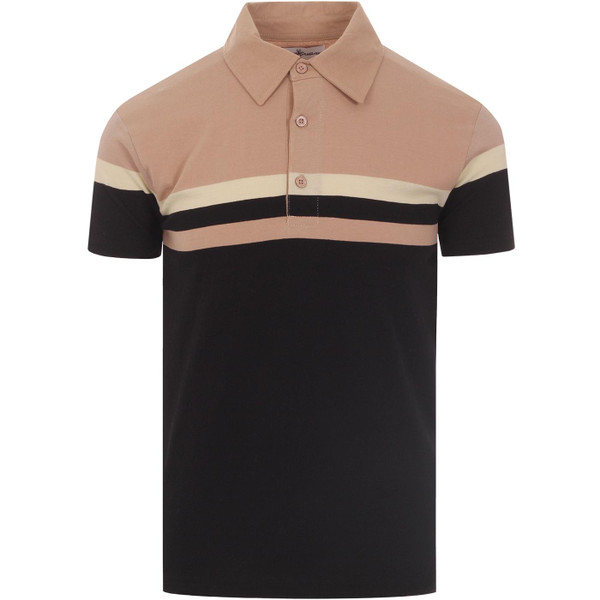 madcap england mens chest stripes jersey polo tshirt black