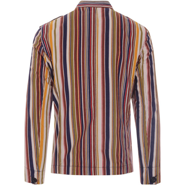 madcap england mens cord multicoloured stripes standing collar button jacket