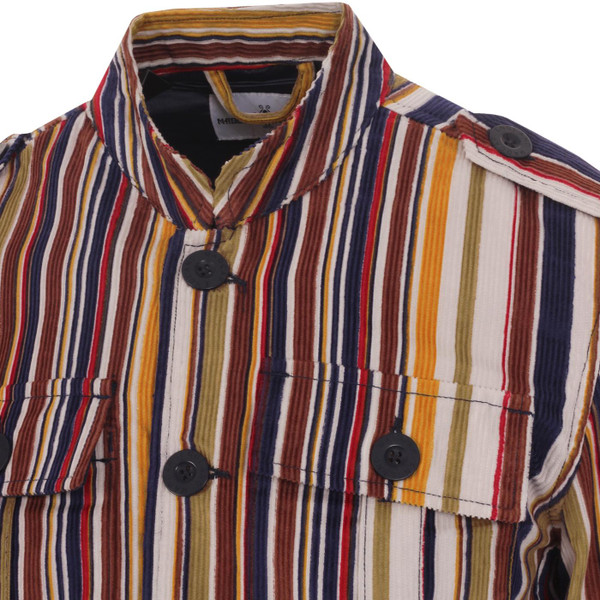 madcap england mens cord multicoloured stripes standing collar button jacket